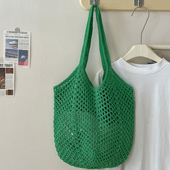 Boho Cotton Knitting Shoulder Bag Hanamade