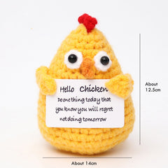 Hello Chicken Car Hanging Handmade Crochet Positive Gift Emotinal Support