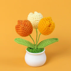 Custom Tag Crochet Tulip Potted Plants Gifts Decor