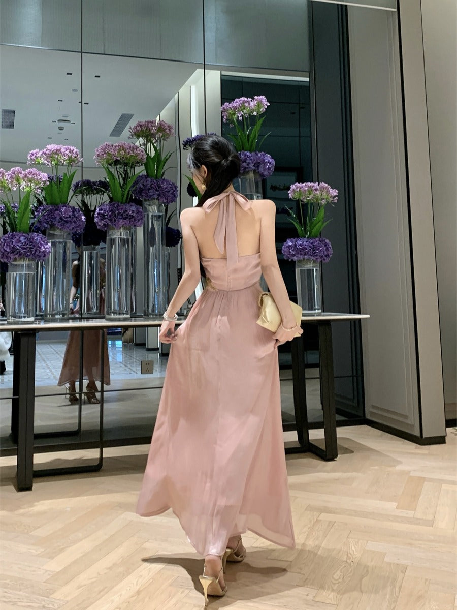 Sexy Open-Back Halter Dress – Classy Cocktail Party Outfit