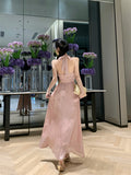 Sexy Open-Back Halter Dress – Classy Cocktail Party Outfit