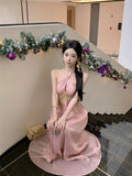 Sexy Open-Back Halter Dress – Classy Cocktail Party Outfit