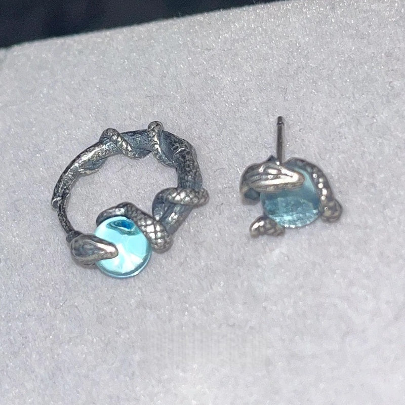 Silver Snake Wrap Moonstone Ear Cuff