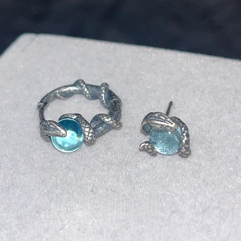 Silver Snake Wrap Moonstone Ear Cuff