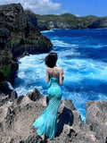 Soft Green Butterfly Print Sheer Mermaid Dress – Romantic & Dreamy Fit