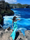 Soft Green Butterfly Print Sheer Mermaid Dress – Romantic & Dreamy Fit