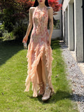 Soft Pink Vine Slit Dress