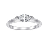 Solid S925 Sterling Silver Marquise Cut Zircon Ring