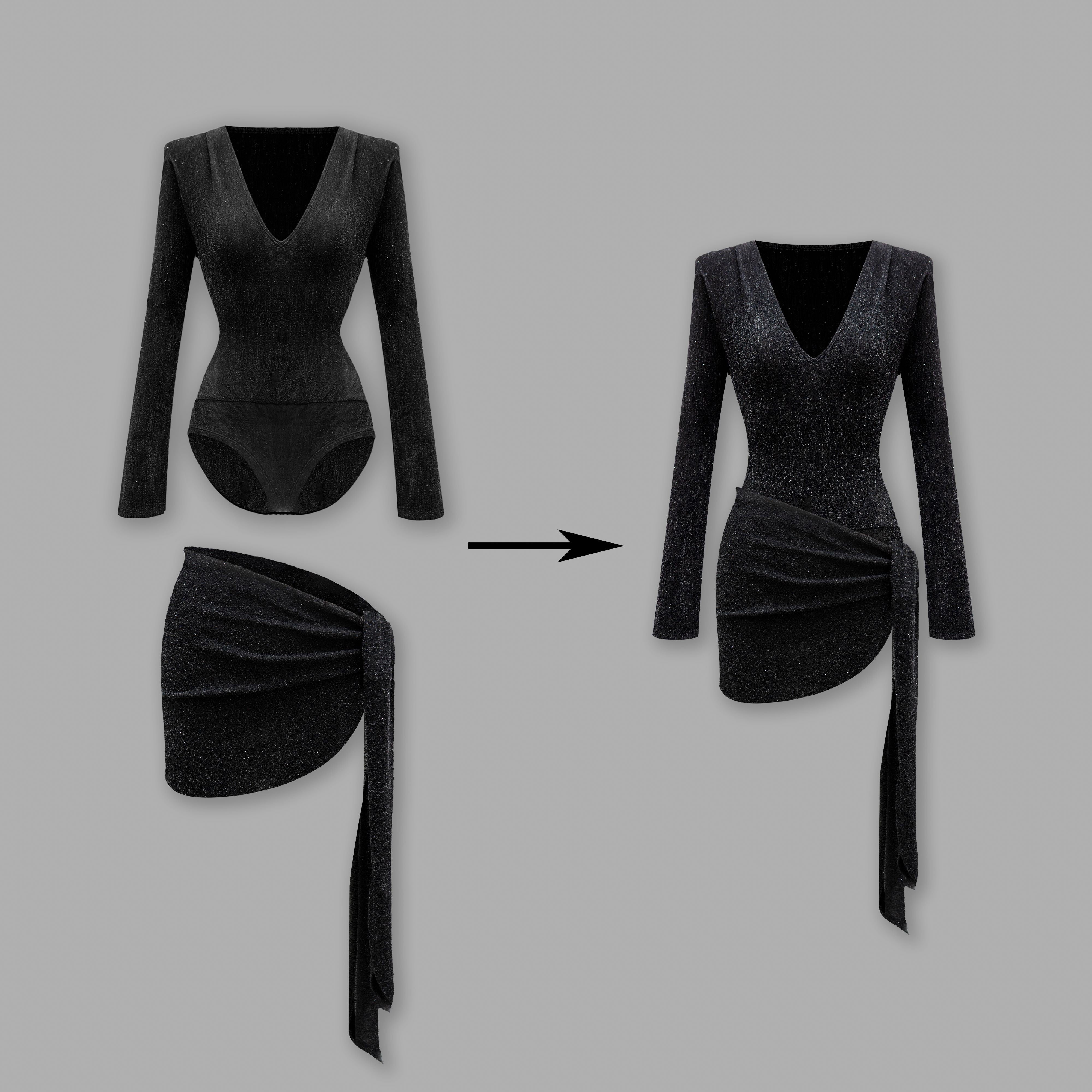 Spring Fantasy - Spicy V-Neck Bodysuit with Shoulder Pads