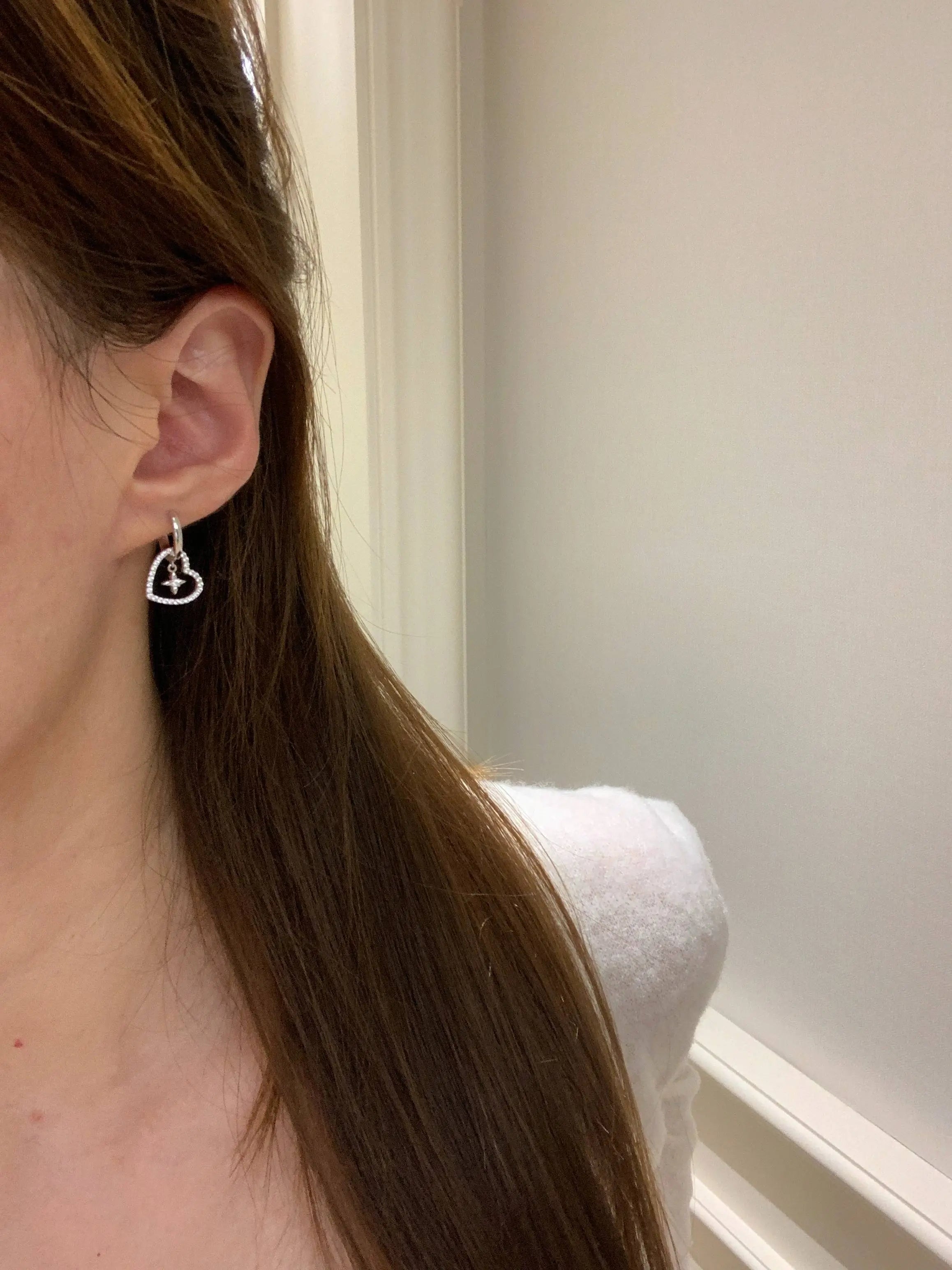 Sterling Silver Heart Clover Earring