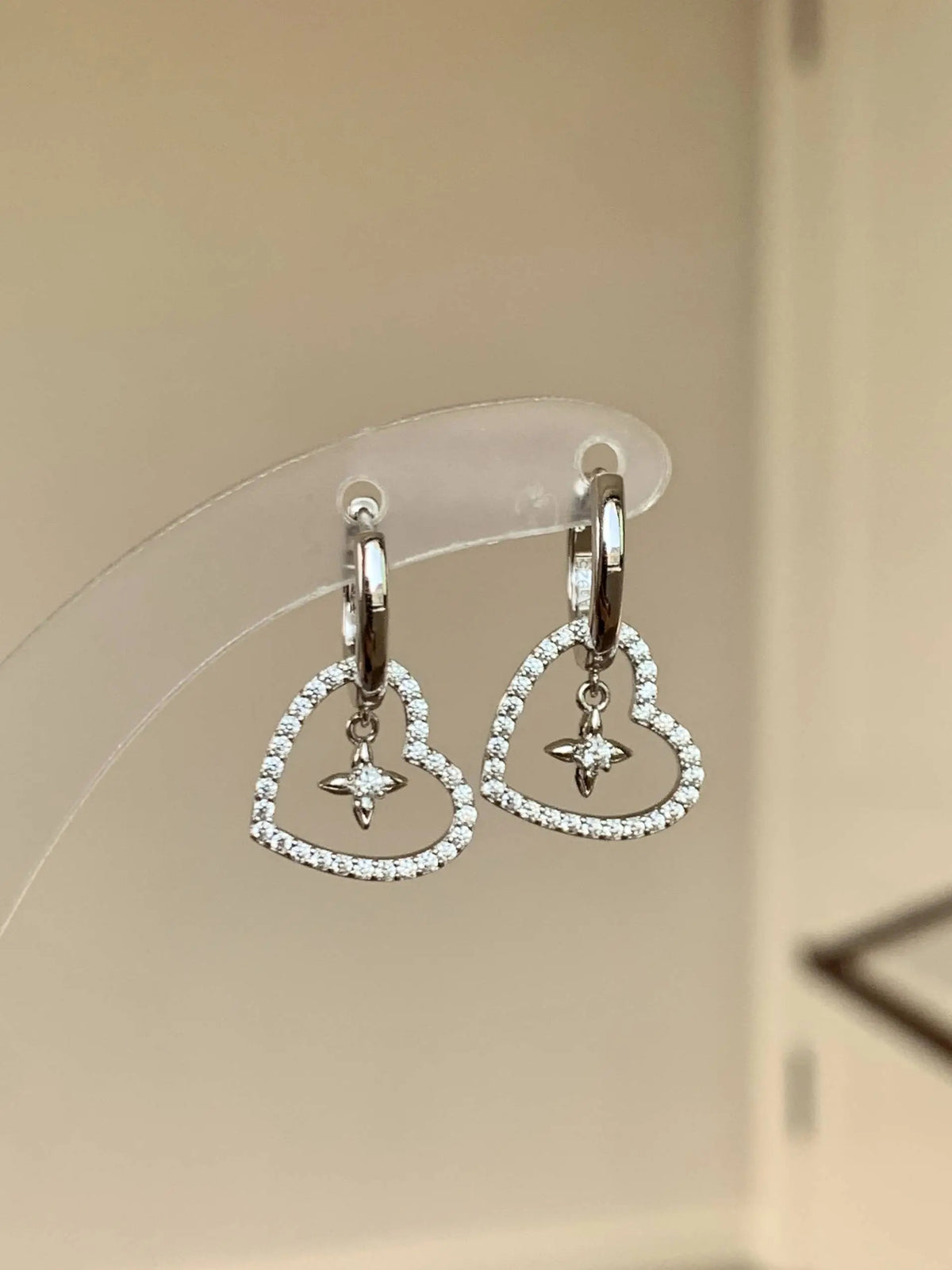 Sterling Silver Heart Clover Earring