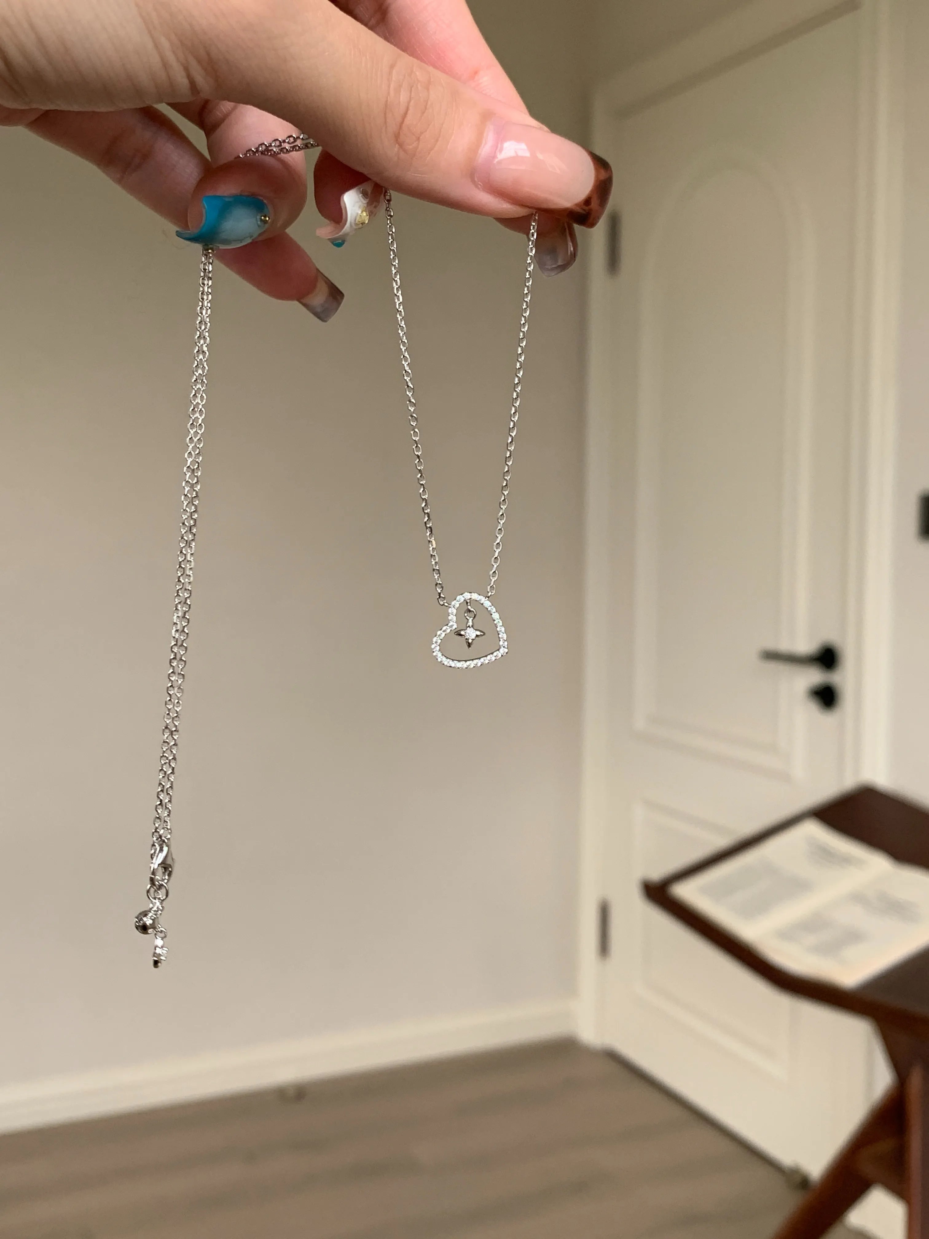 Sterling Silver Heart Clover Necklace