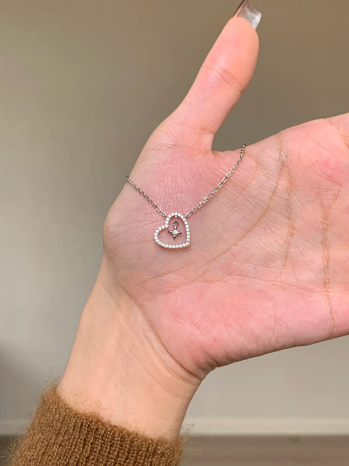 Sterling Silver Heart Clover Necklace