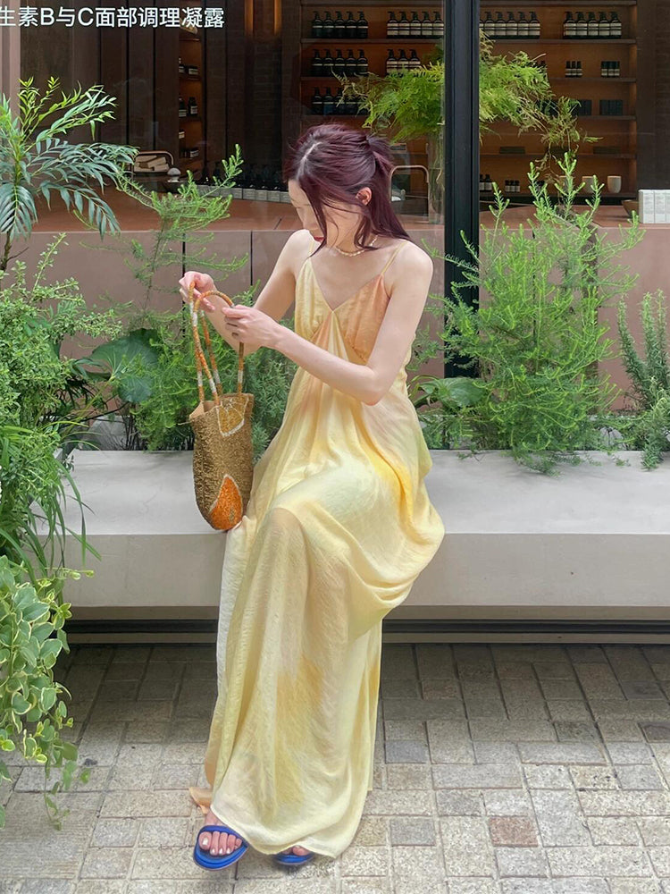 Yellow Maxi Strappy Dress