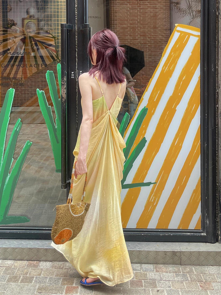 Yellow Maxi Strappy Dress