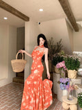 Sunset Orange Halter Maxi Dress – Romantic Summer Vacation Dress