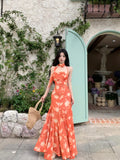 Sunset Orange Halter Maxi Dress – Romantic Summer Vacation Dress