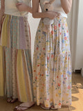 Sweet Floral Cotton Skirt – Summer  Crinkled Midi Skirt for Women Flowy Floral Skirt