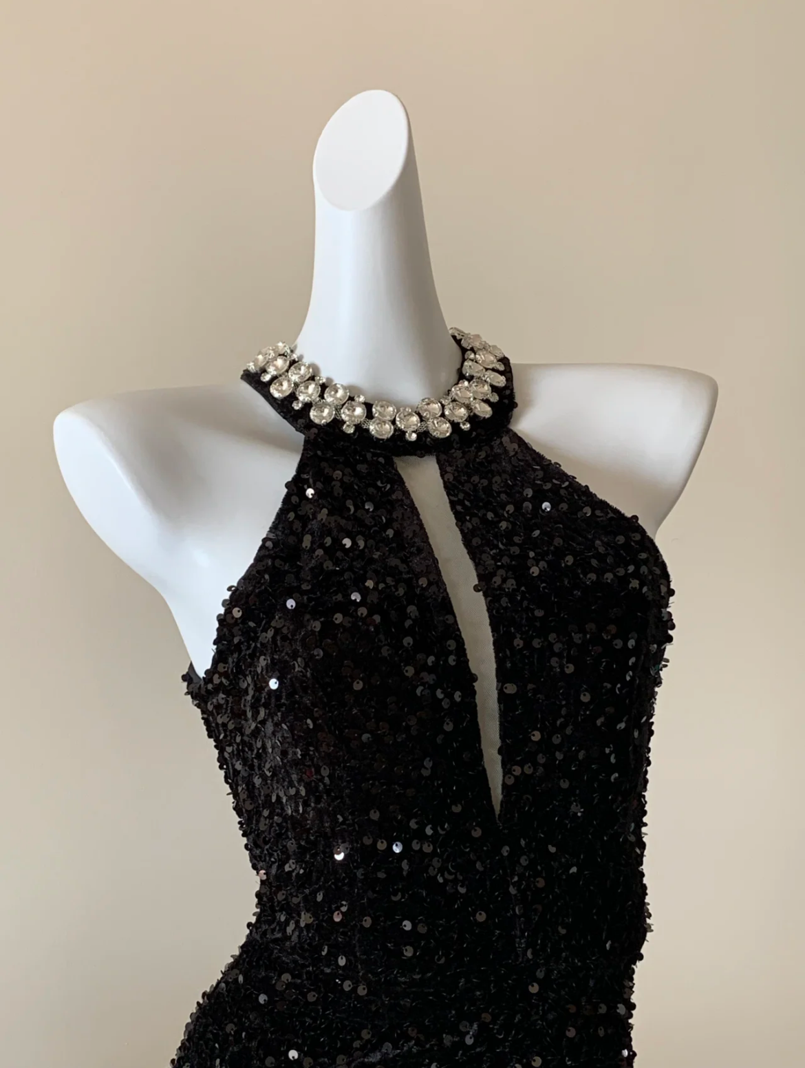 Twilight Stardust Black Halter Sequin Dress