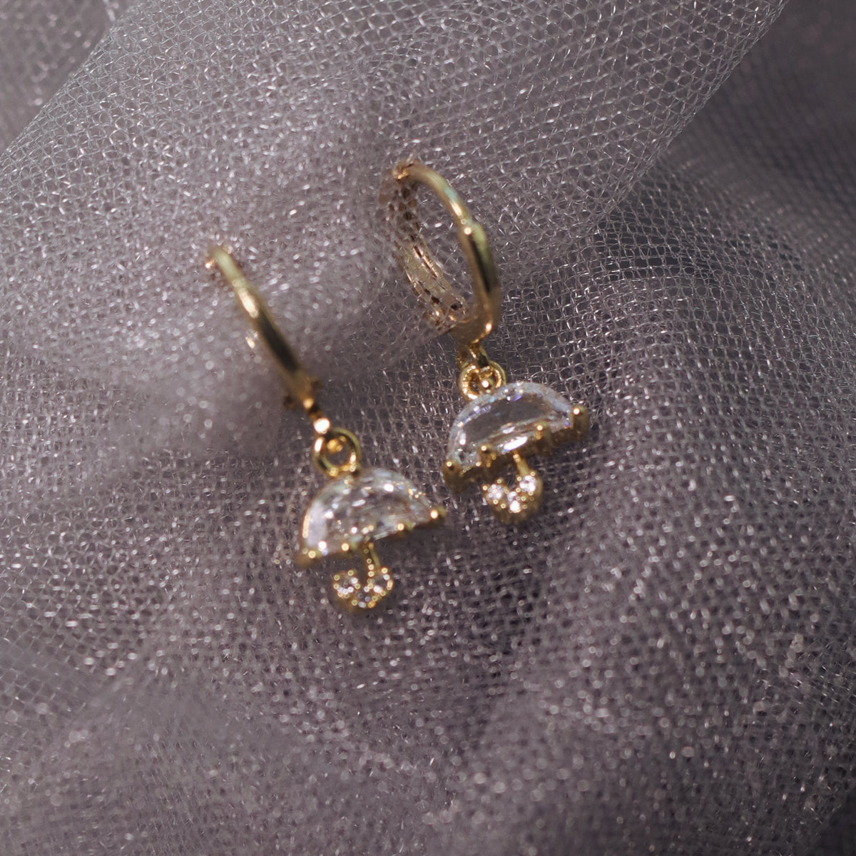 Umbrella Zircon Ear Earrings