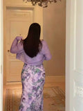 Vintage Floral Mermaid Dress Plus Size