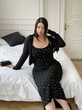Vintage Floral Slip Dress Plus-Size no Cardigan