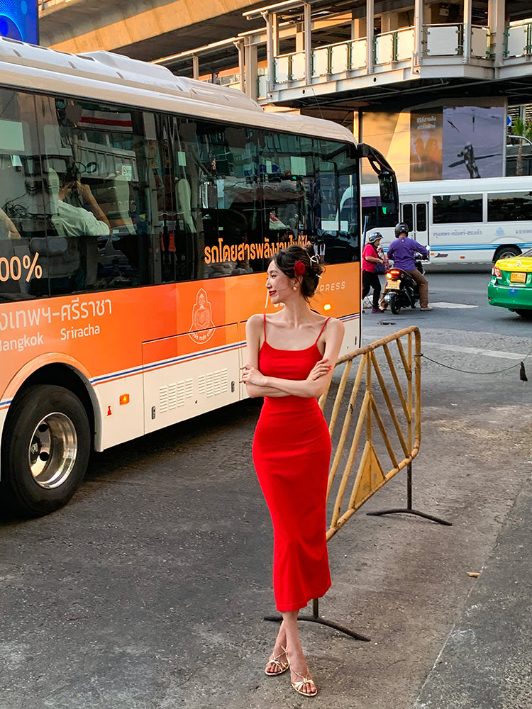 Red Knit Bodycon Dress