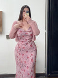 Vintage Rose Slip Dress Plus-Size no Cardigan