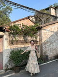 Vintage Short-sleeve Maxi Dress