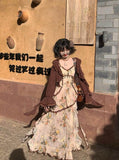 Wild Rose Bohemian Set – Asymmetrical Cotton-Rayon Maxi Skirt + Flowy Cardigan Vintage style
