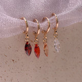 Wine Red & Champagne Zircon Earrings