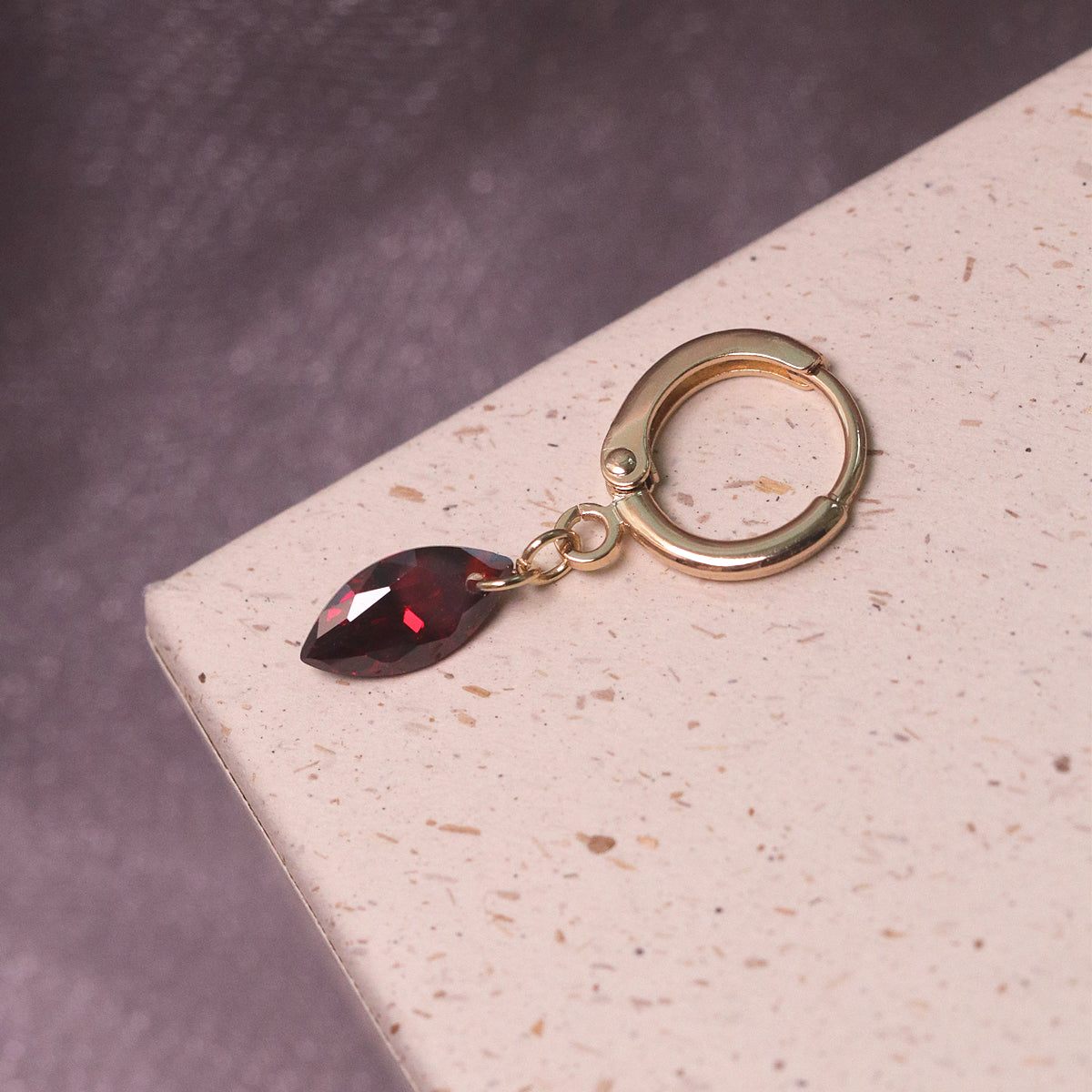 Wine Red & Champagne Zircon Earrings