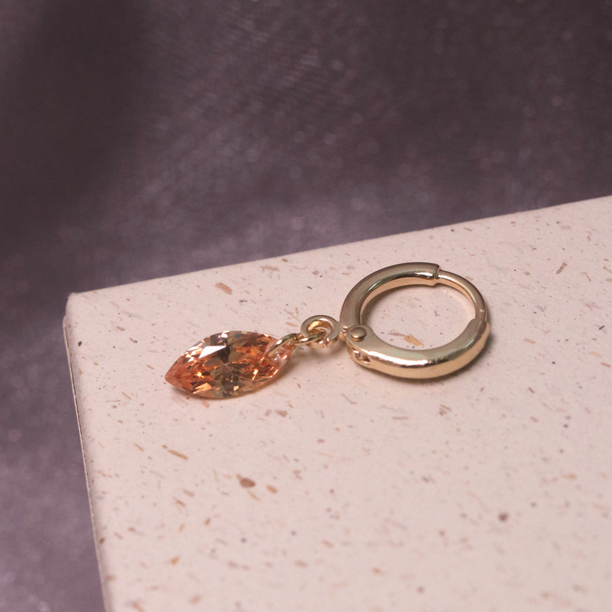 Wine Red & Champagne Zircon Earrings