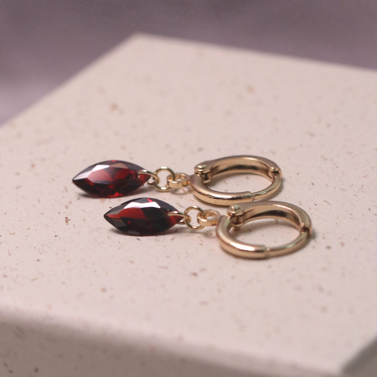 Wine Red & Champagne Zircon Earrings