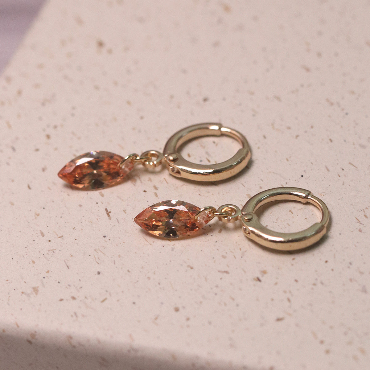 Wine Red & Champagne Zircon Earrings