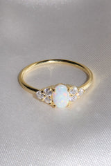 Queen Opal Eye Gold Ring 925 Silver