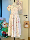 Sweet Cute Puff Sleeve Floral Dress