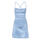 Blue Suspender Satin Dress