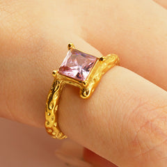 Overture Open Ring Square Lake Pink Purple